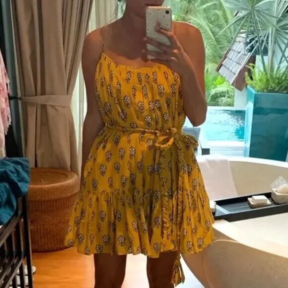 Rhode Resort Nala Dress - Yellow and Black Floral - Picture 1 of 12